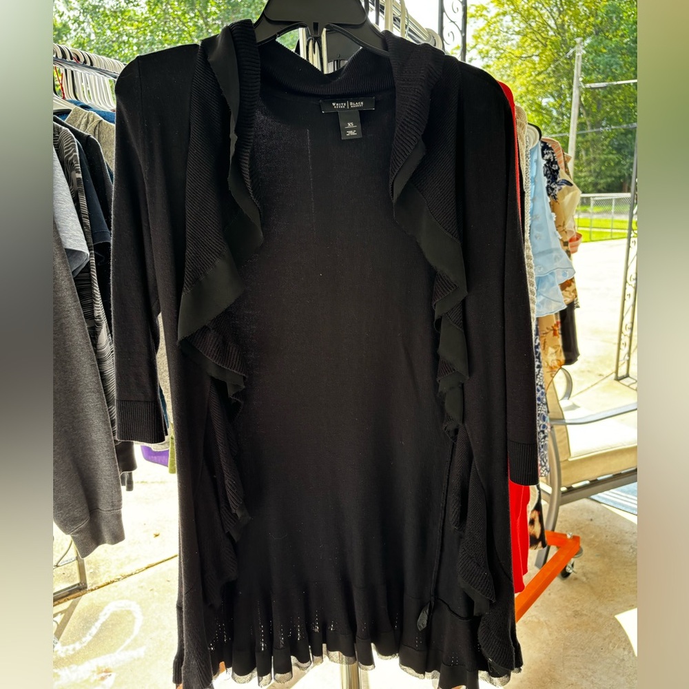 WHBM Black Ruffle Cardigan